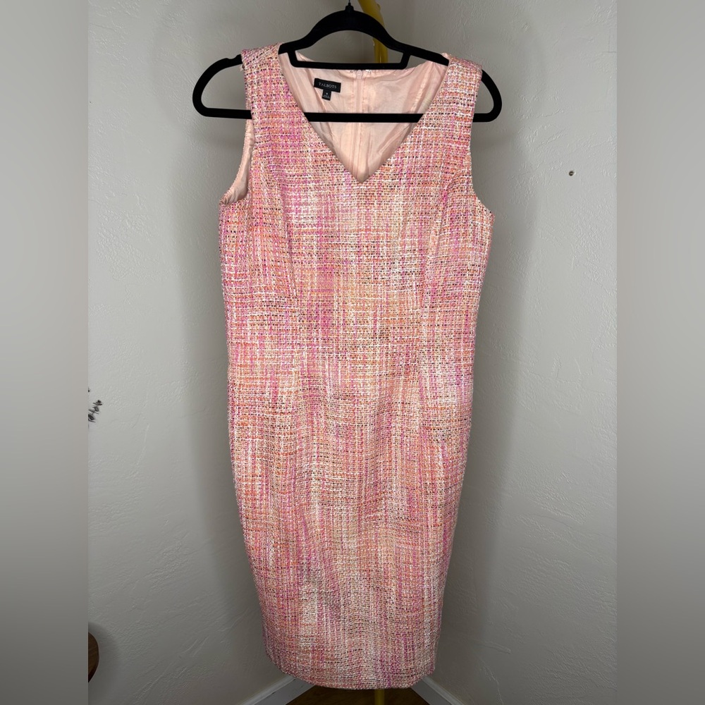 Talbots Pink and Cream Tweed Midi Dress